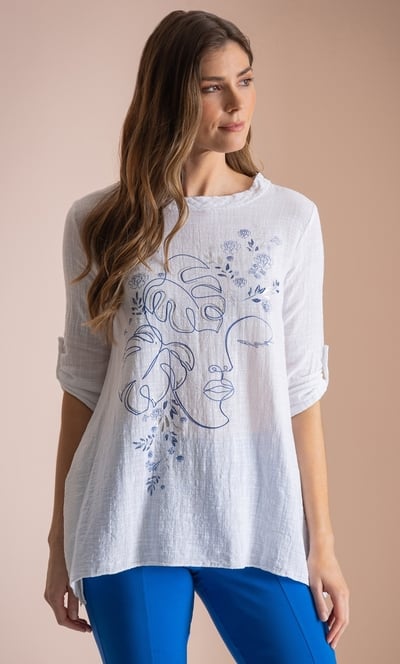Printed Dipped Hem Tunic Top