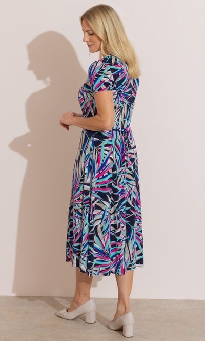 Anna Rose Leaf Print Midi Jersey Dress