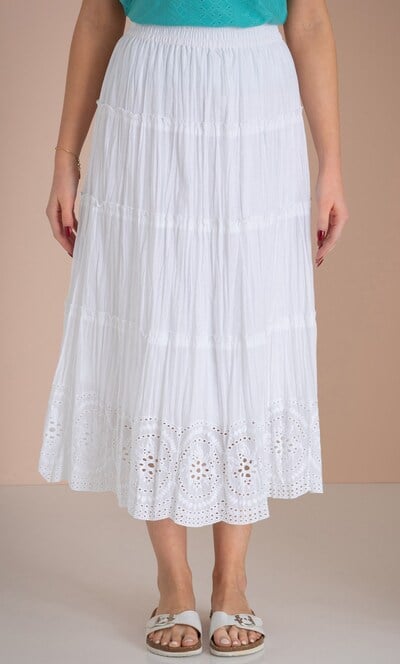 Embroidered Boho Cotton Midi Skirt