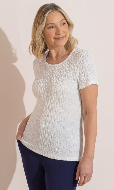 Anna Rose Textured Short Sleeve Top
