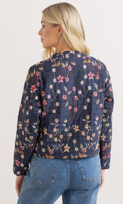 Floral Embroidered Quilted Jacket
