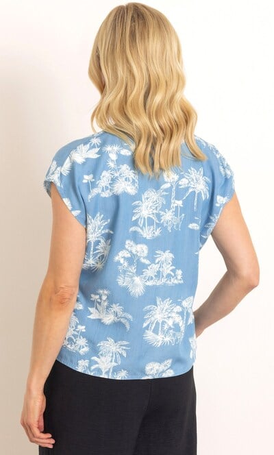 Tie Front Palm Tree Print Top