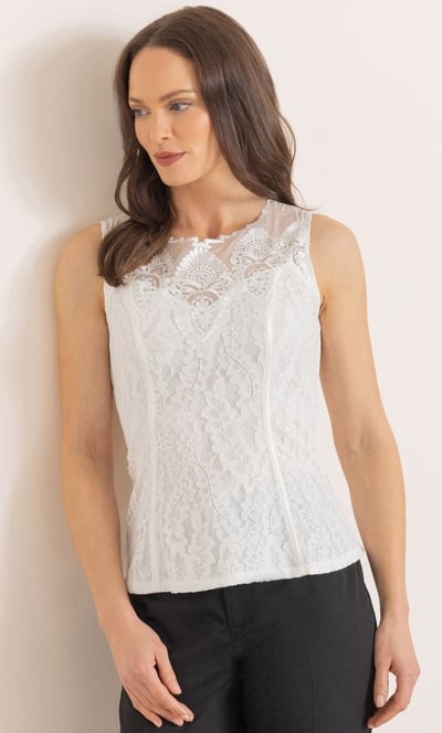 Embellished Lace Peplum Top in White | Klass
