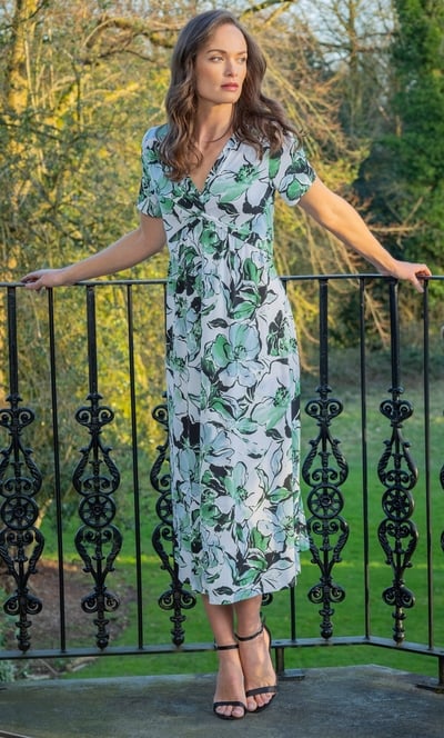 Floral Textured Midi Dress