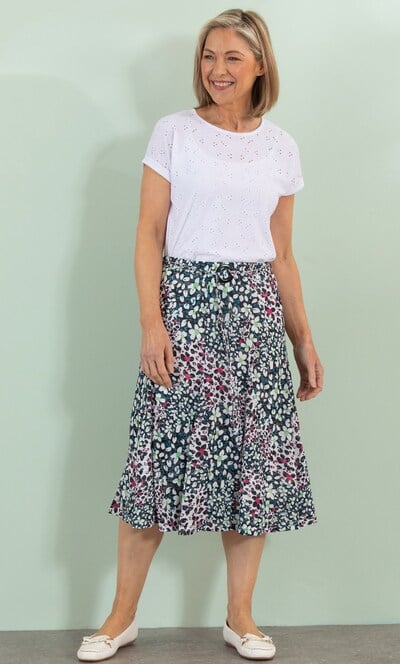 Anna Rose Floral Print Jersey Skirt