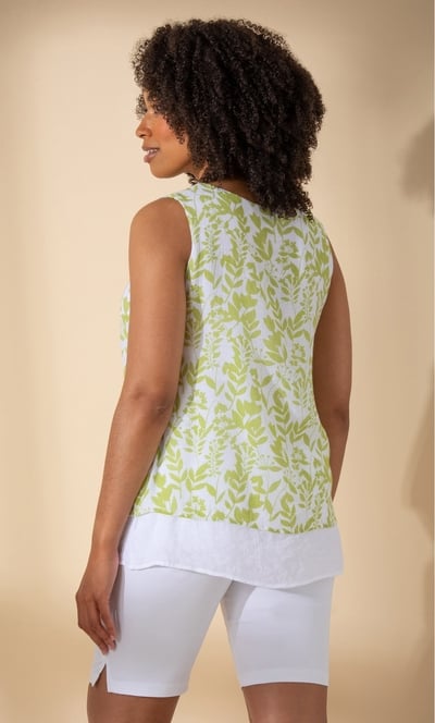 Sleeveless Double Layer Print Top