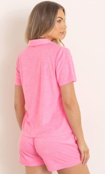 Short Sleeve Towelling Button Top