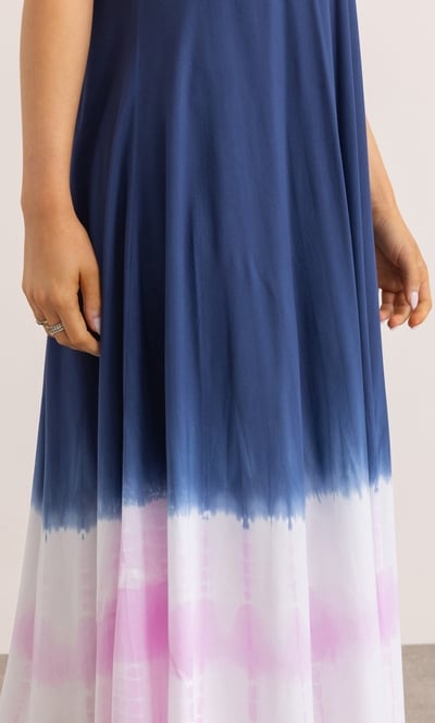 Bias Cut Tie Dye Strappy Maxi Dress