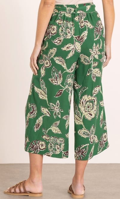 Botanical Printed Wide Leg Cropped Trousers