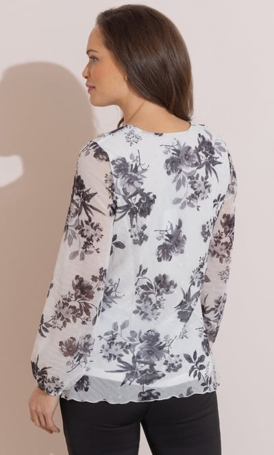 Floral Shimmer Frill Top