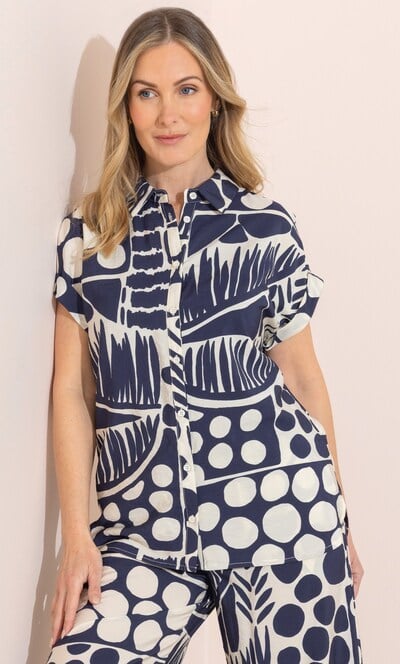 Anna Rose Spot Printed Short Sleeve Blouse