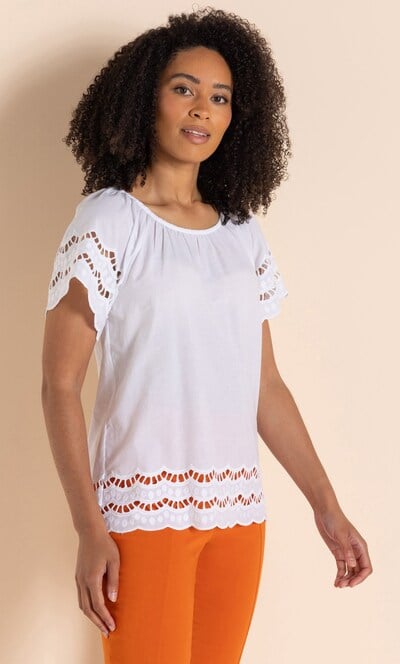 Border Embroidered Cotton Top