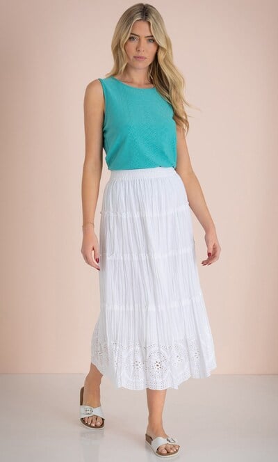 Embroidered Boho Cotton Midi Skirt