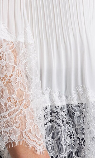 Anna Rose Lace Trim Pleated Cover Up