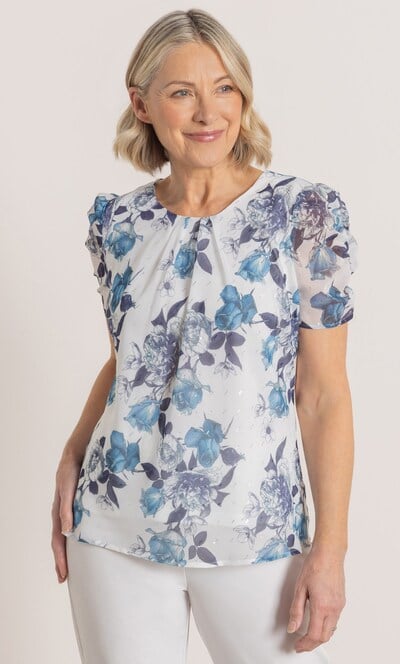Anna Rose Bias Cut Bouquet Shimmer Top