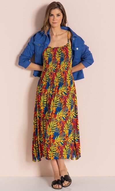 Pleat Printed Maxi Dress