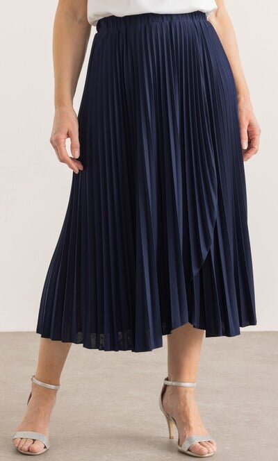 Anna Rose Pleated Wrap Midi Skirt