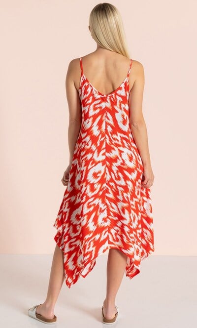 Printed Dipped Hem Strappy Dress