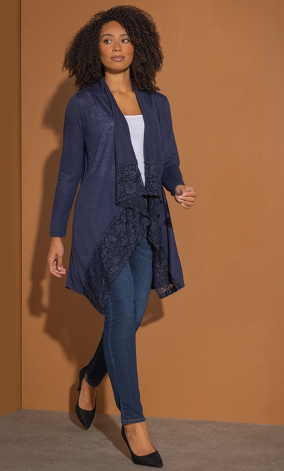 Lace Trim Knitted Cardigan