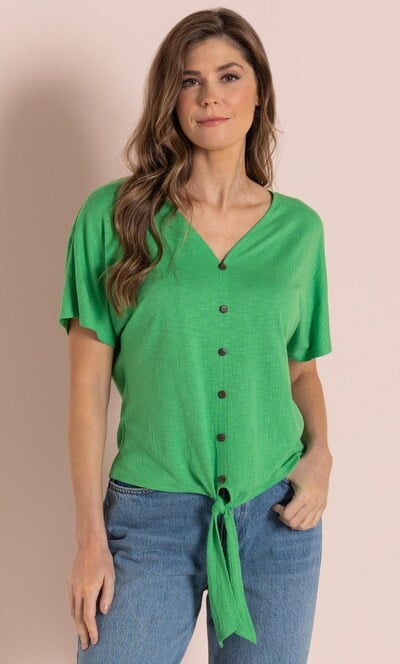 Textured Tie Hem Top