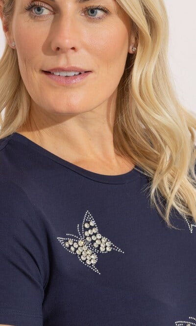 Anna Rose Embellished Diamante Butterfly Top