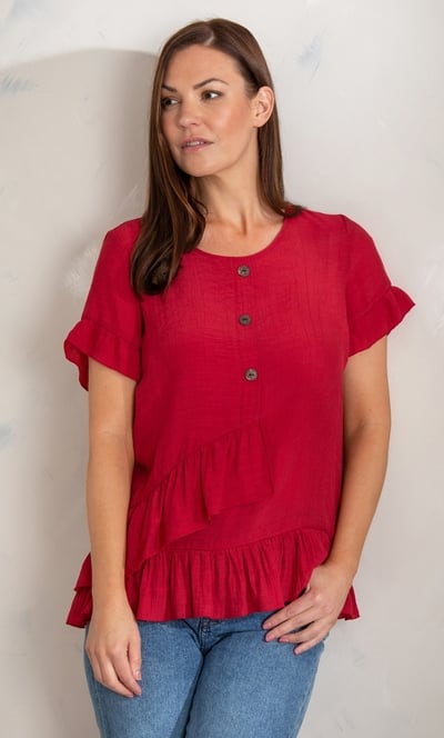 Frill Trim Short Sleeve Top