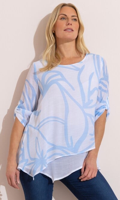 Anna Rose Printed Layered Hem Top