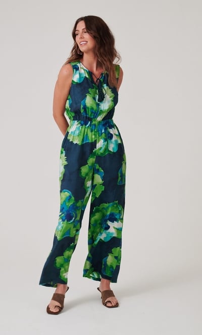 Printed Wide Leg Sleeveless Jumpsuit