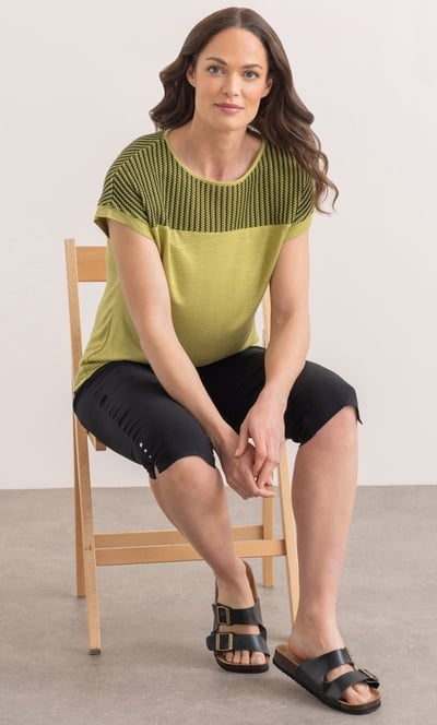 Crochet Knit Panel Jersey Top