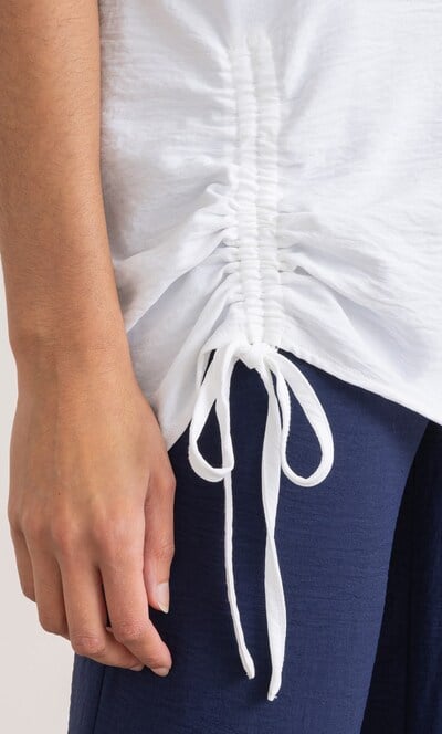 Textured Tie Top With Necklace
