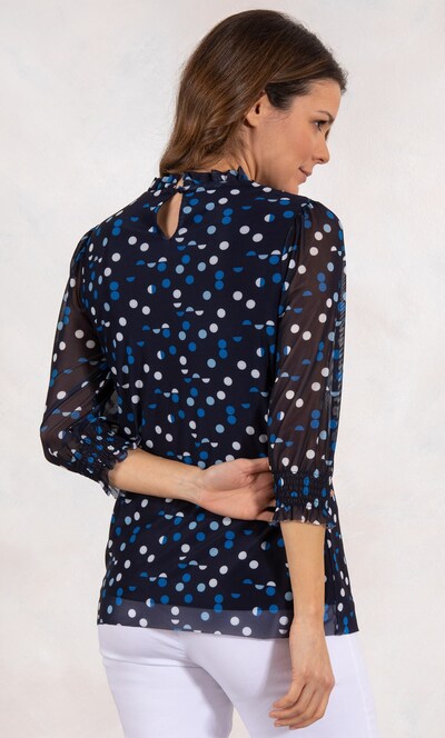 Polka Dot Long Sleeve Mesh Top