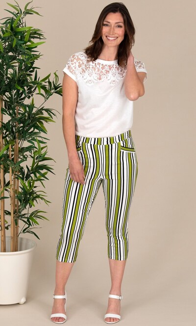 Striped Crop Stretch Trousers