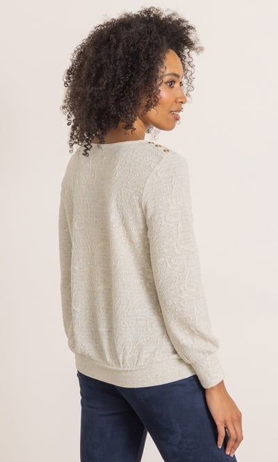 Patterned Knit V Neck Top