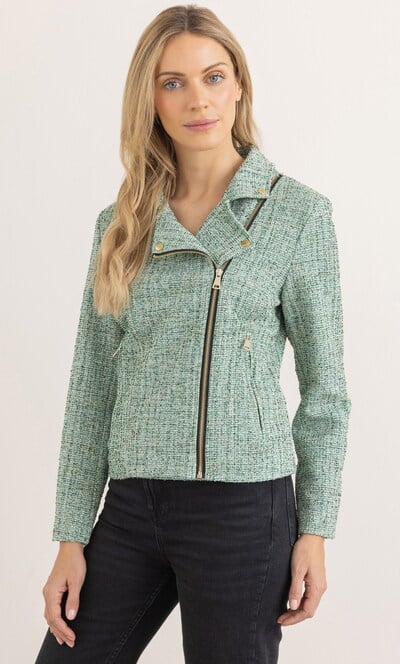 Textured Shimmer Biker Jacket