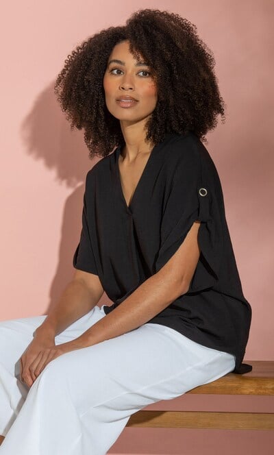 Short Sleeve Relaxed V Neck Top