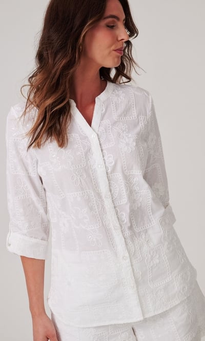 Floral Embellished Cotton Shirt