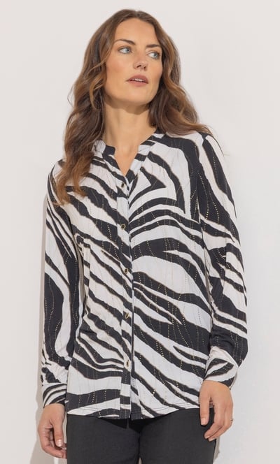 Anna Rose Embellished Animal Print Blouse