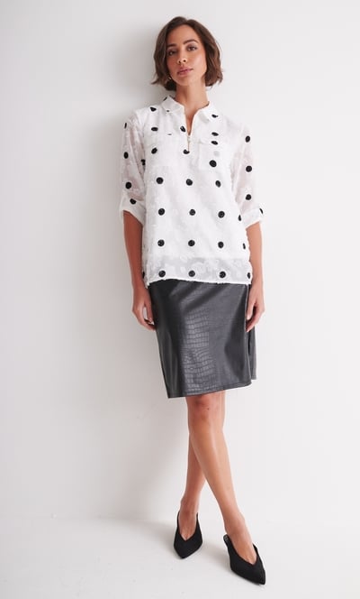 Embroidered Polka Dot Blouse