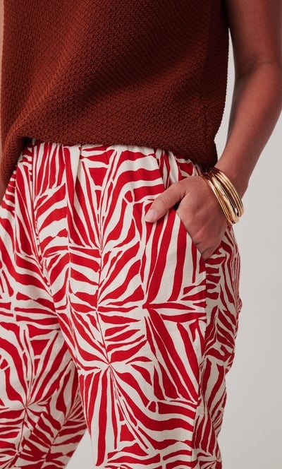 Printed Tie Hem Cropped Trousers