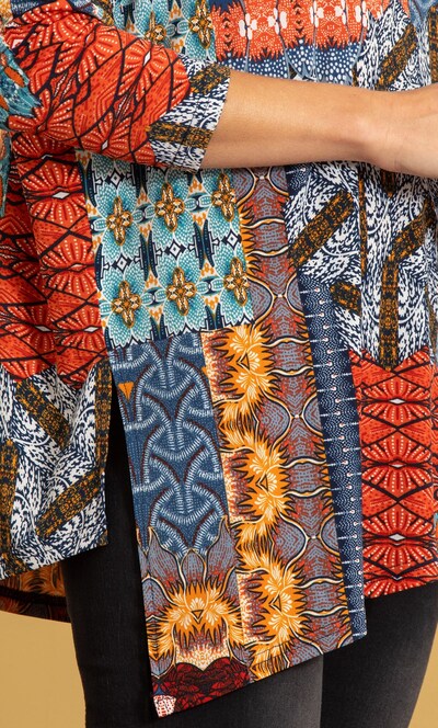 Printed Asymmetric Hem Top
