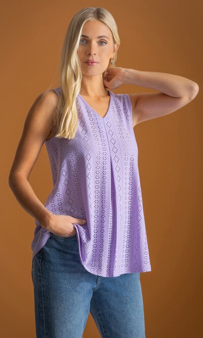 Eyelet Cut Sleeveless Top