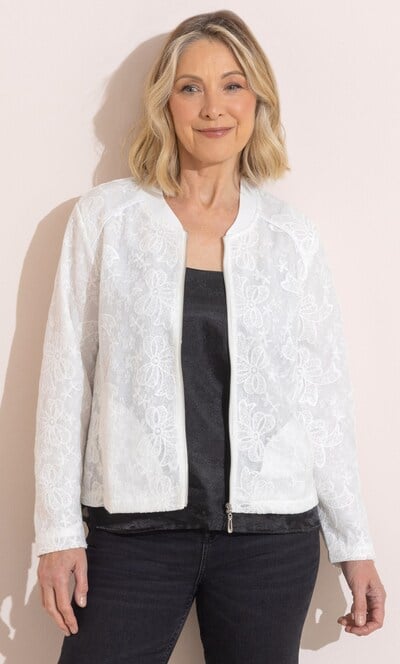 Anna Rose Embroidered Lace Bomber Jacket