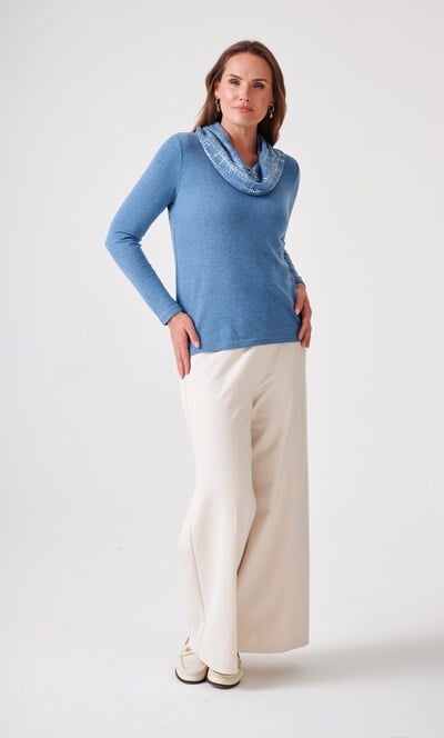 Anna Rose Foil Printed Cowl Neck Jumper