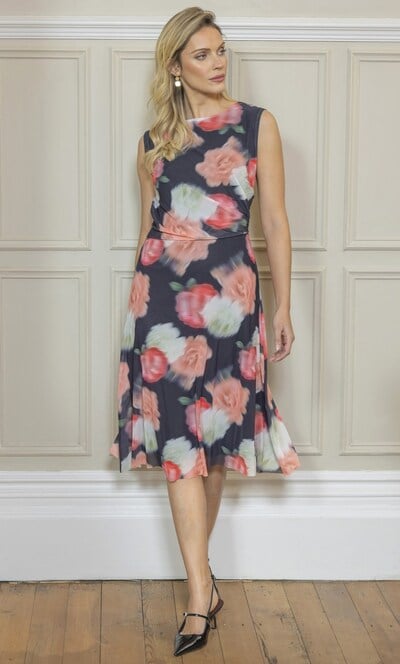 Floral Print Mesh Dress