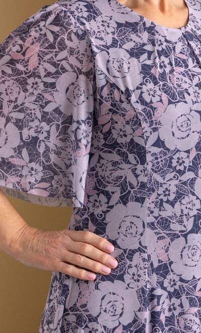 Anna Rose Floral printed Mesh Midi Dress