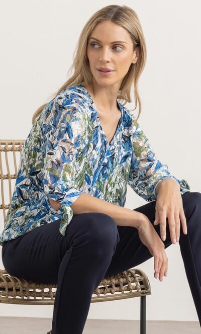 Leaf Printed Lace Top
