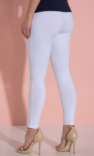 Embellished Zip Hem Jersey Full Length Leggings