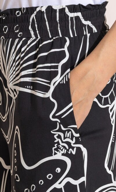 Shell Print Split Wide Leg Trousers