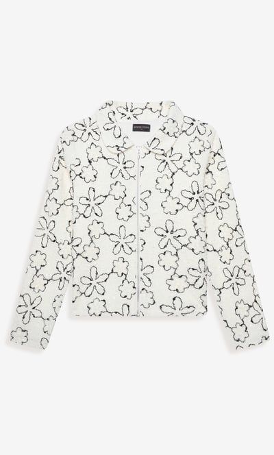 Anna Rose Embellished Zip Boucle Jacket