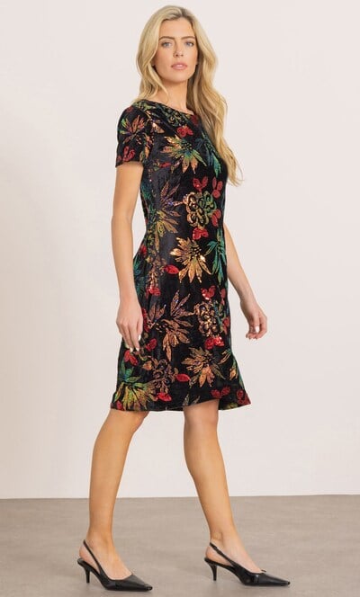 Sequin Velour Fitted Dress